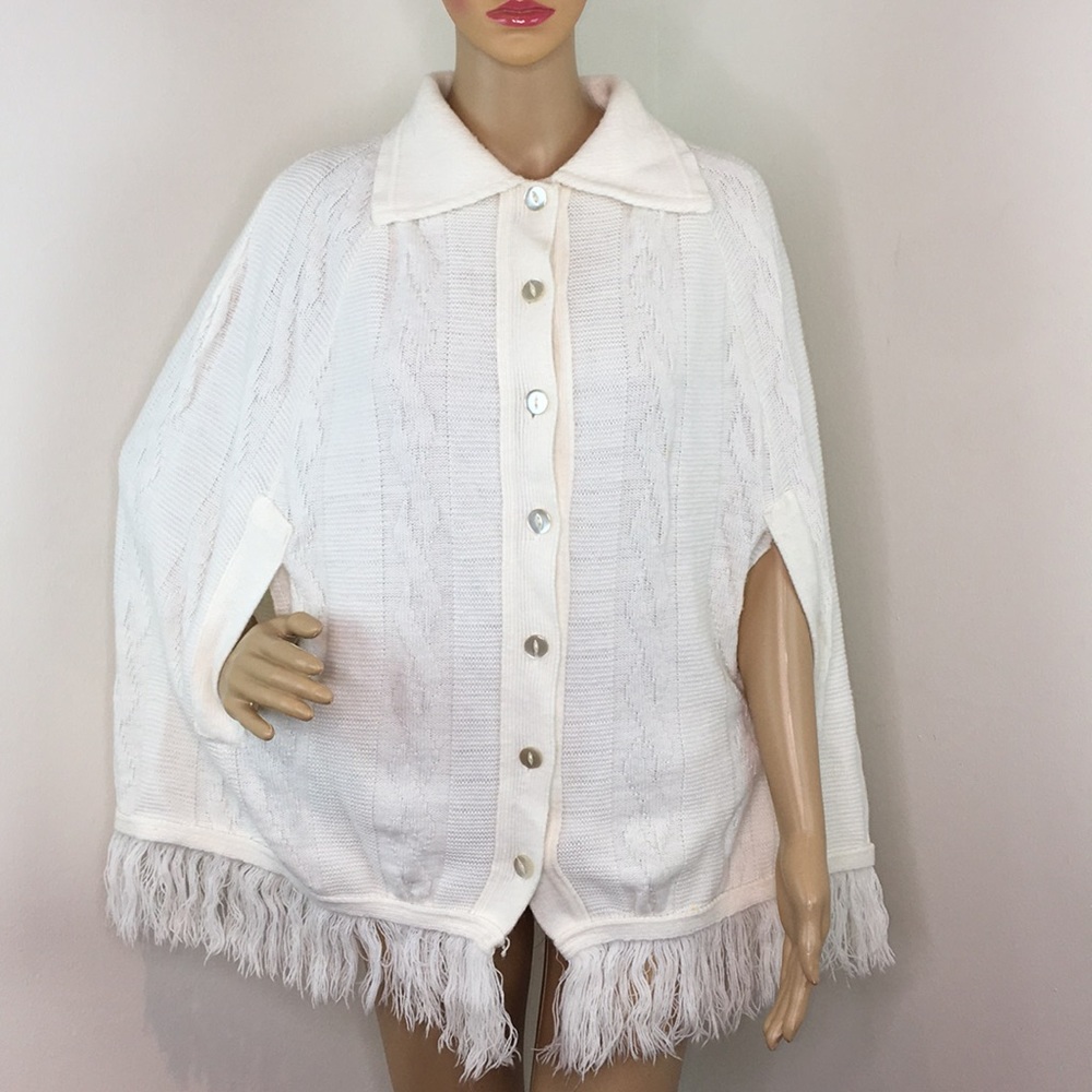 Vintage Ivory Knit Cape
